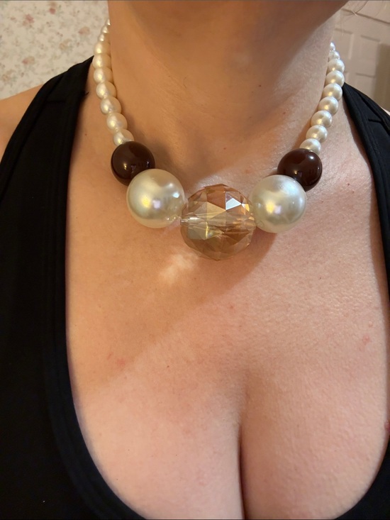 Jewelry - Hand-Crafted Pearl and Champagne Statement Necklace - Neutral Tones